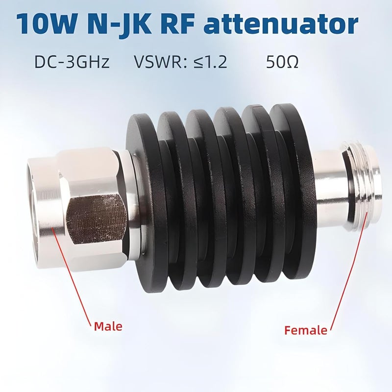 BECEN 10W 3DB Attenuator,N Type Male to Female 10 Watt 50 Ohm Attenuator DC to 3Ghz,RF Attenuator Coax for Testing Signal Control(3DB) - Image 3